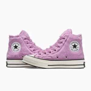 💓NEW!! CONVERSE PREMIUM Chuck 70 FAUX FUR High Top Sneakers/Pink  A13382C